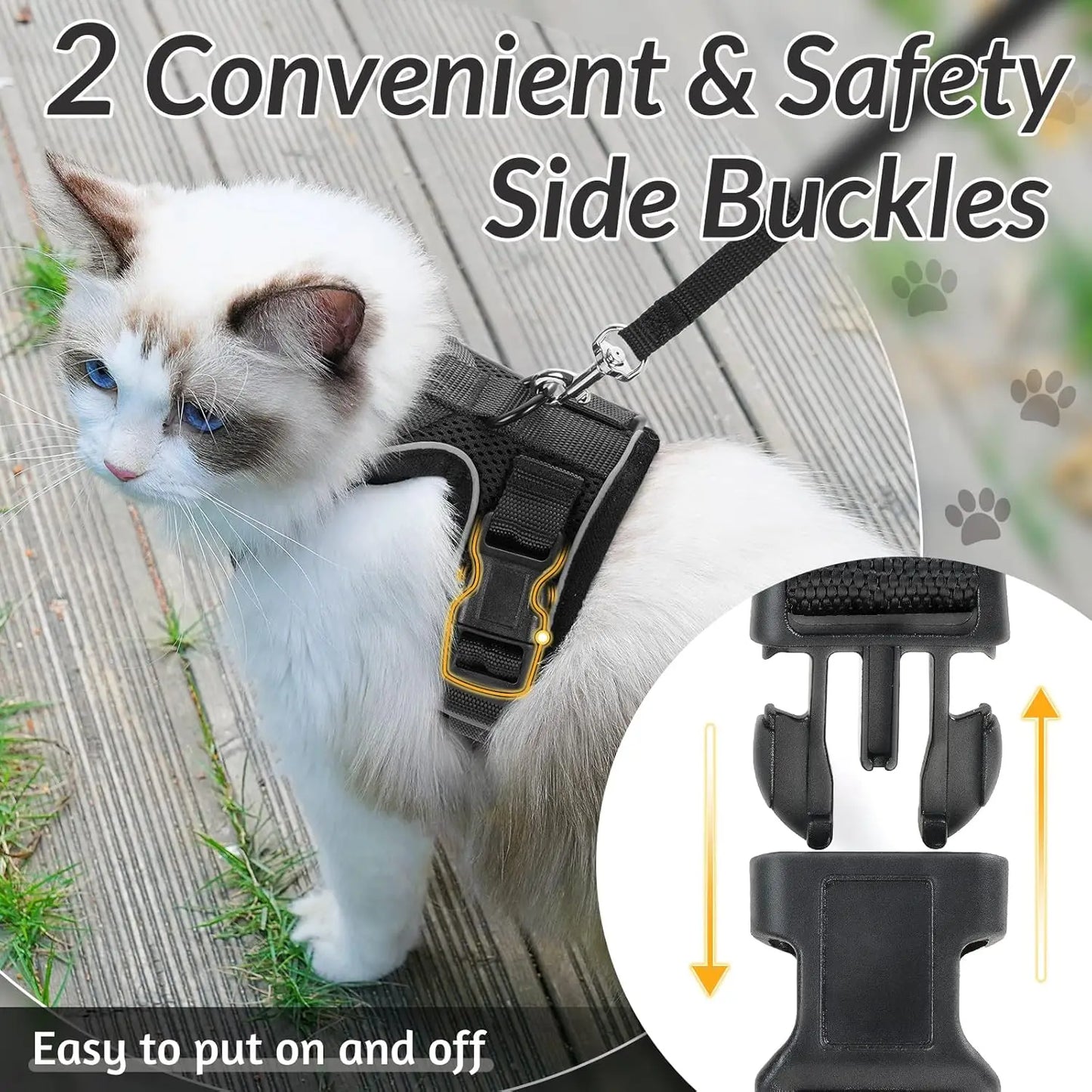 Breathable Cat Harness and Leash – No-Escape Adjustable Vest for Safe Outdoor Walks