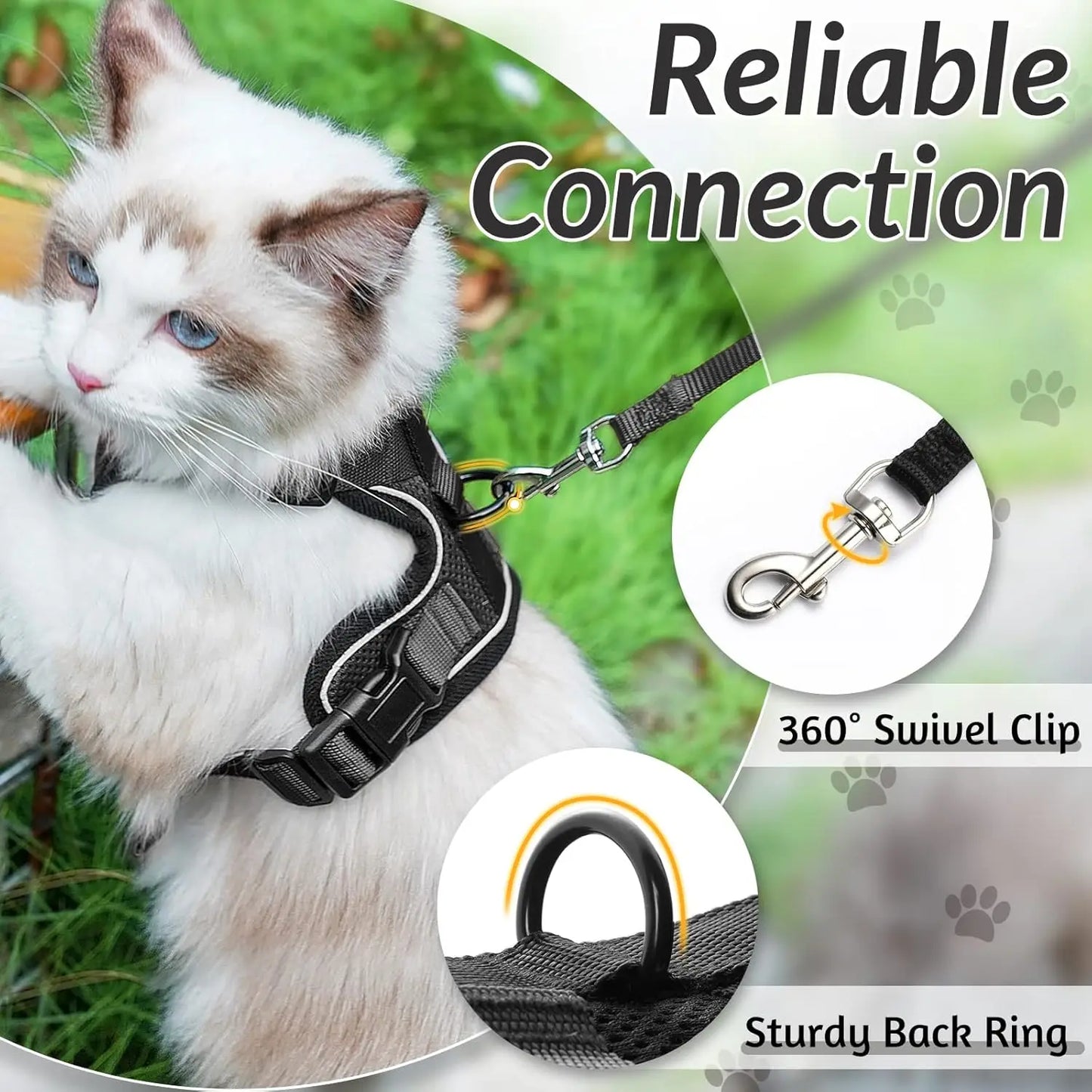Breathable Cat Harness and Leash – No-Escape Adjustable Vest for Safe Outdoor Walks